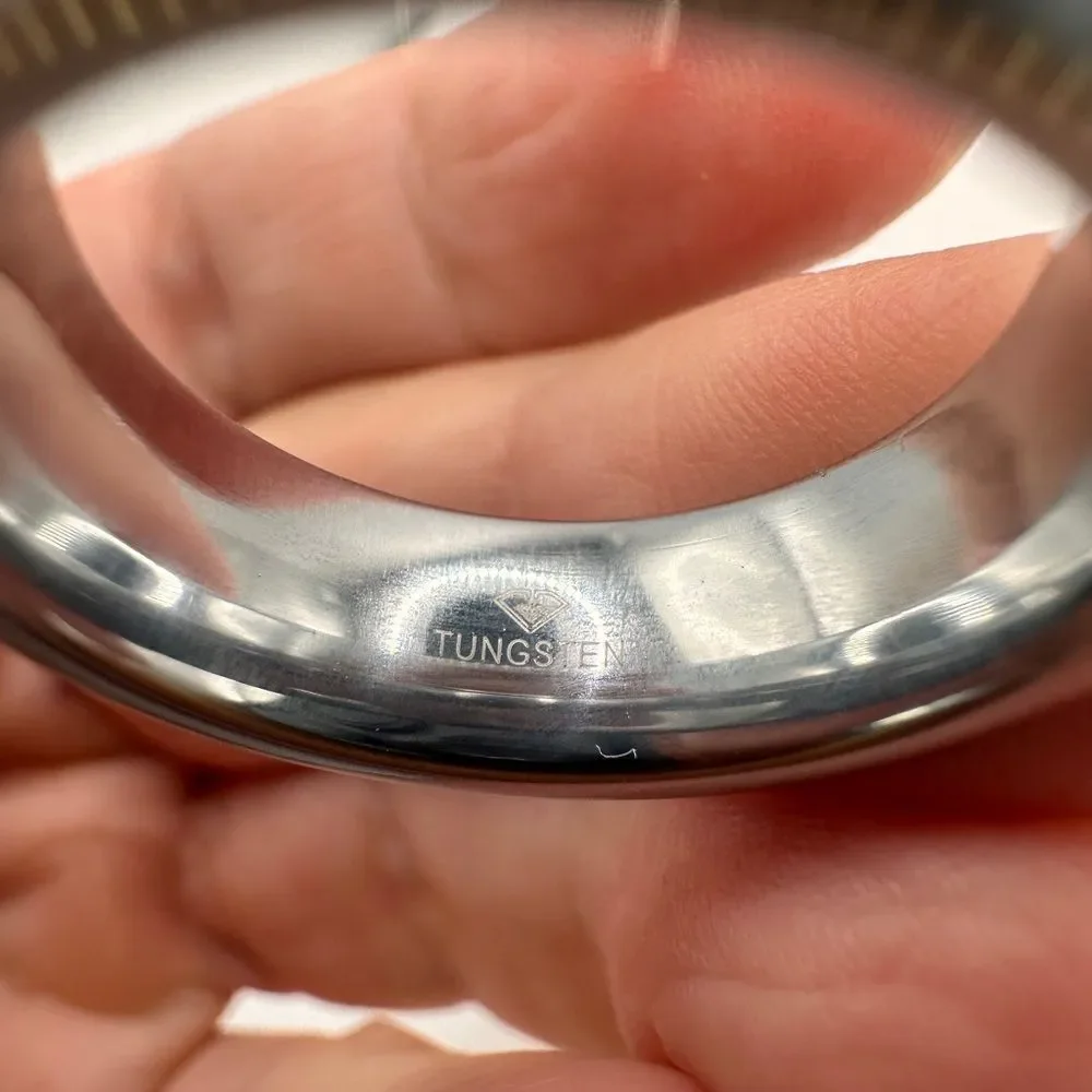 SALE! Men’s stamped tungsten brushed silver‎ looking ring!